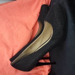 Type Z Carla Black Sparkle Pump Heels